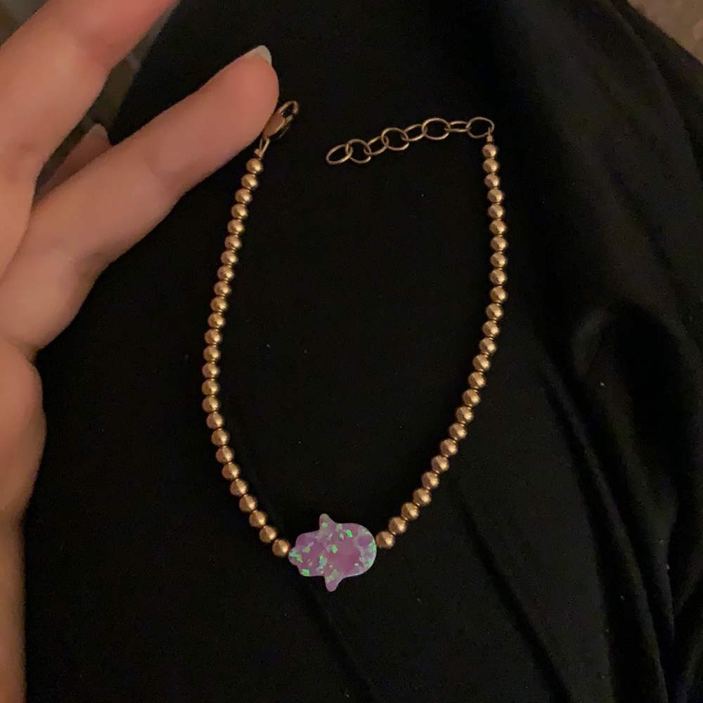Pink opal hamsa bracelet